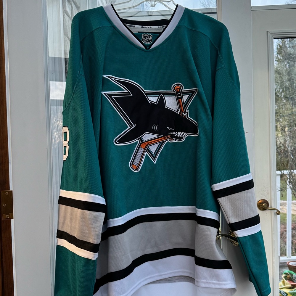 San jose sharks game jersey with fighting strap